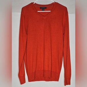 Banana Republic Sweater Mens M V- Neck Luxury Blend Silk Cashmere Cotton Orange